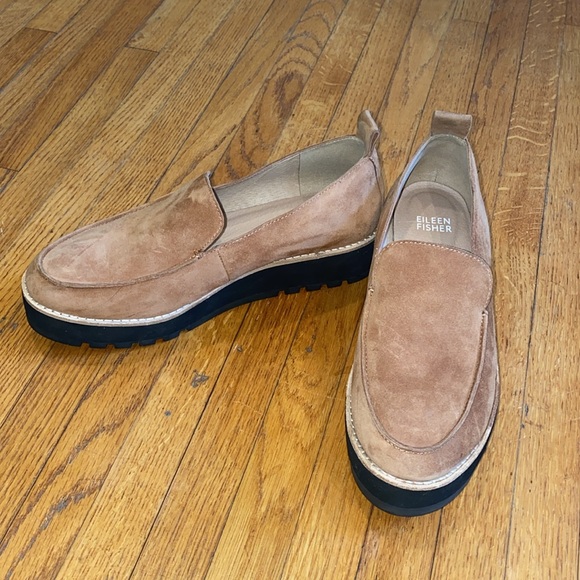 Eileen Fisher Ells Platform Loafers Size 6.5 Brown Suede Slip On Sneakers - Picture 4 of 10